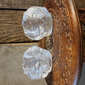 1970s Vintage Kosta Boda Snowball Votive Candle Holder set